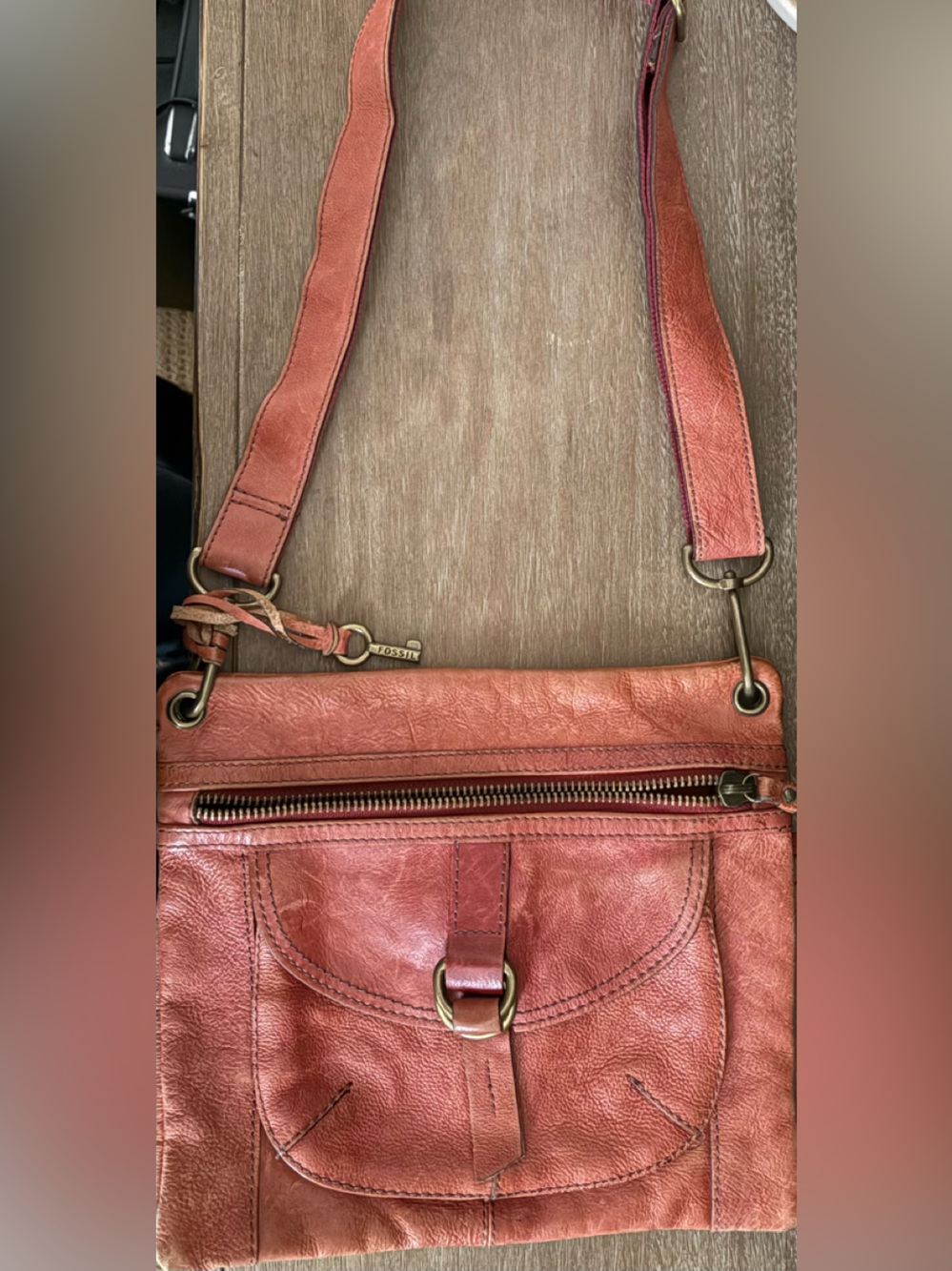 Fossil Burnt Orange Leather Shoulder Bag